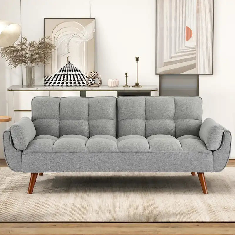 75-calowa rozkładana sofa futon z dzielonym oparciem z możliwością odchylania i uchwytami na kubki