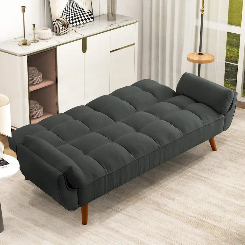75-calowa rozkładana sofa futon z dzielonym oparciem z możliwością odchylania i uchwytami na kubki