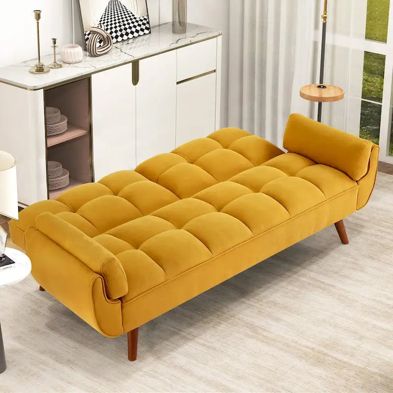 75-calowa rozkładana sofa futon z dzielonym oparciem z możliwością odchylania i uchwytami na kubki