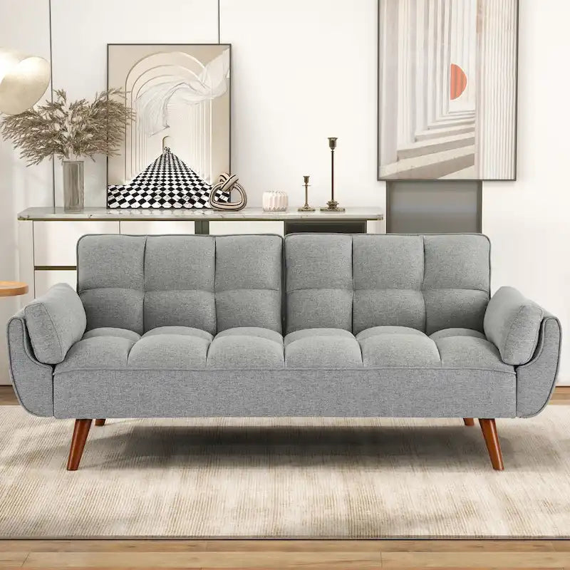 75-calowa rozkładana sofa futon z dzielonym oparciem z możliwością odchylania i uchwytami na kubki