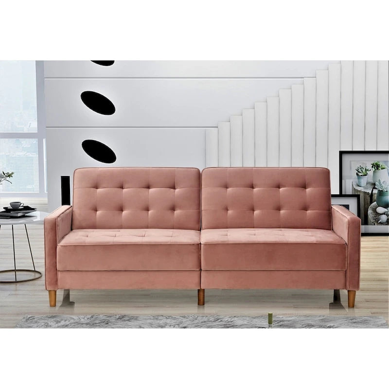 Rozkładana sofa welurowa w stylu Mid-Century