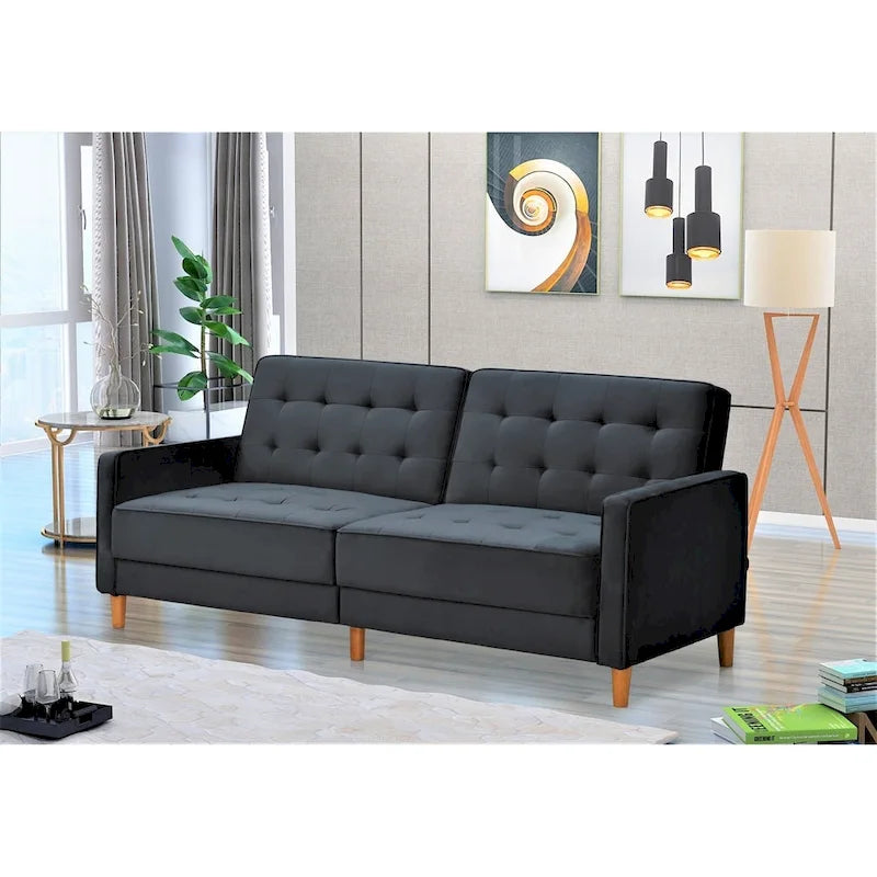 Rozkładana sofa welurowa w stylu Mid-Century