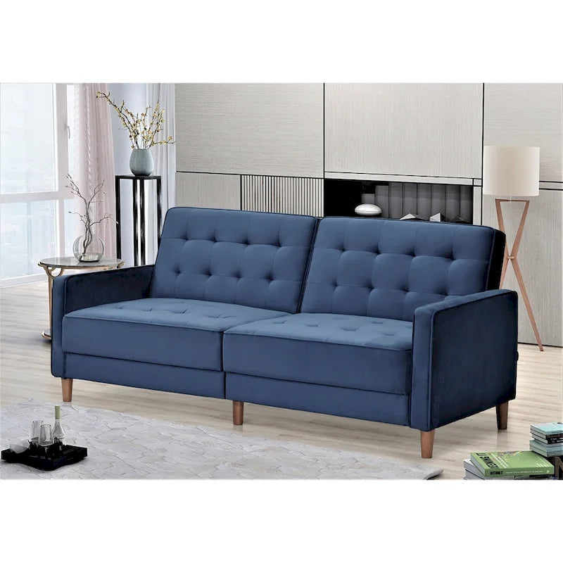 Rozkładana sofa welurowa w stylu Mid-Century