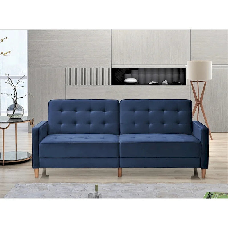 Rozkładana sofa welurowa w stylu Mid-Century