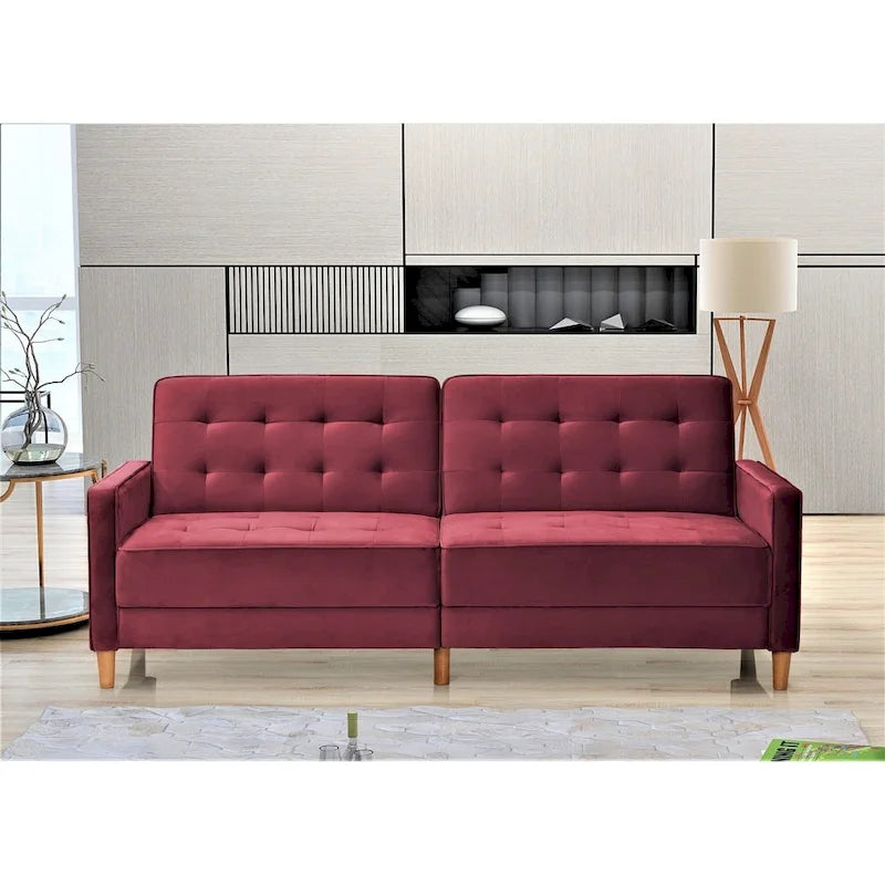 Rozkładana sofa welurowa w stylu Mid-Century