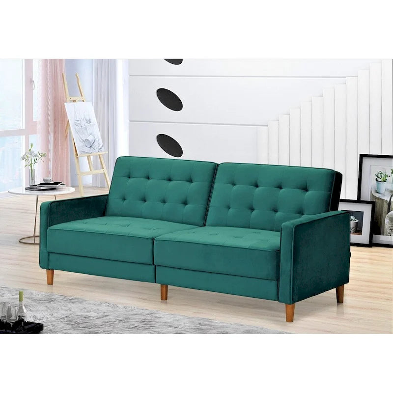 Rozkładana sofa welurowa w stylu Mid-Century