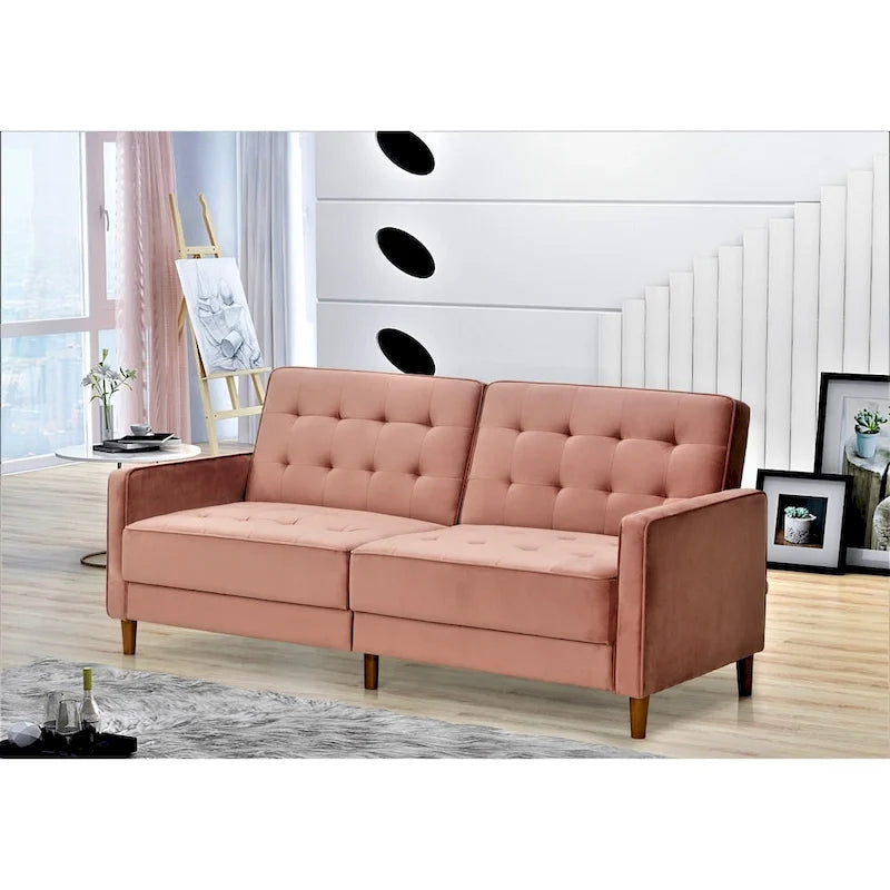 Rozkładana sofa welurowa w stylu Mid-Century