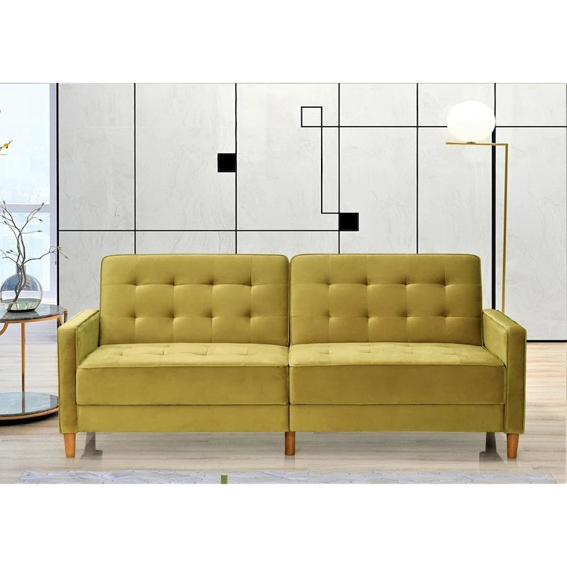 Rozkładana sofa welurowa w stylu Mid-Century