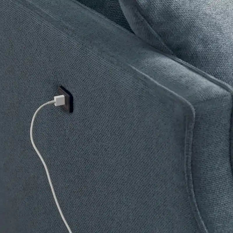 Dwumiejscowa sofa z wodoodporną tkaniną, portami USB do ładowania i poduszkami lędźwiowymi