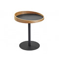 HomeRoots 22 Black And Natural Wood And Metal Round Pedestal End Table - 18