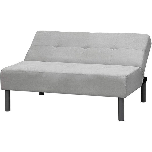 Kompaktowa rozkładana sofa Futon w kolorze jasnoszarym, idealna do pokoju w akademiku