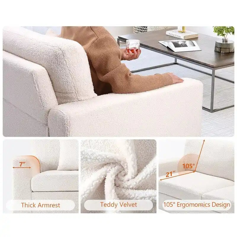 Ponadwymiarowa 3-osobowa sofa 82-calowa z obiciem z pluszowego polaru