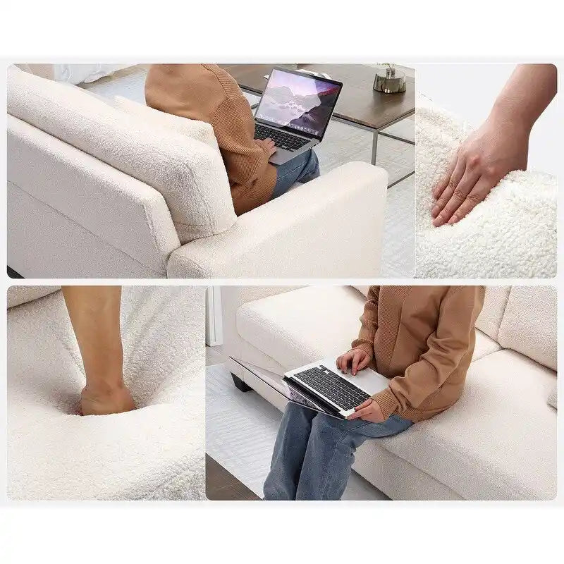 Ponadwymiarowa 3-osobowa sofa 82-calowa z obiciem z pluszowego polaru