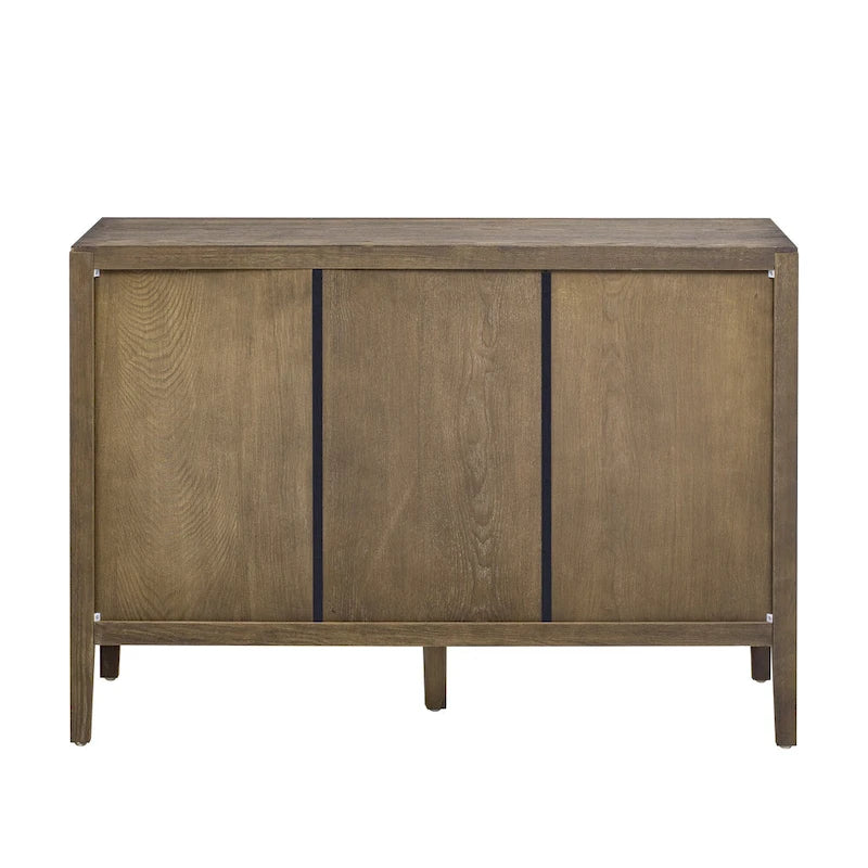 Kredens drewniany w stylu vintage 47-calowy z metalowymi uchwytami