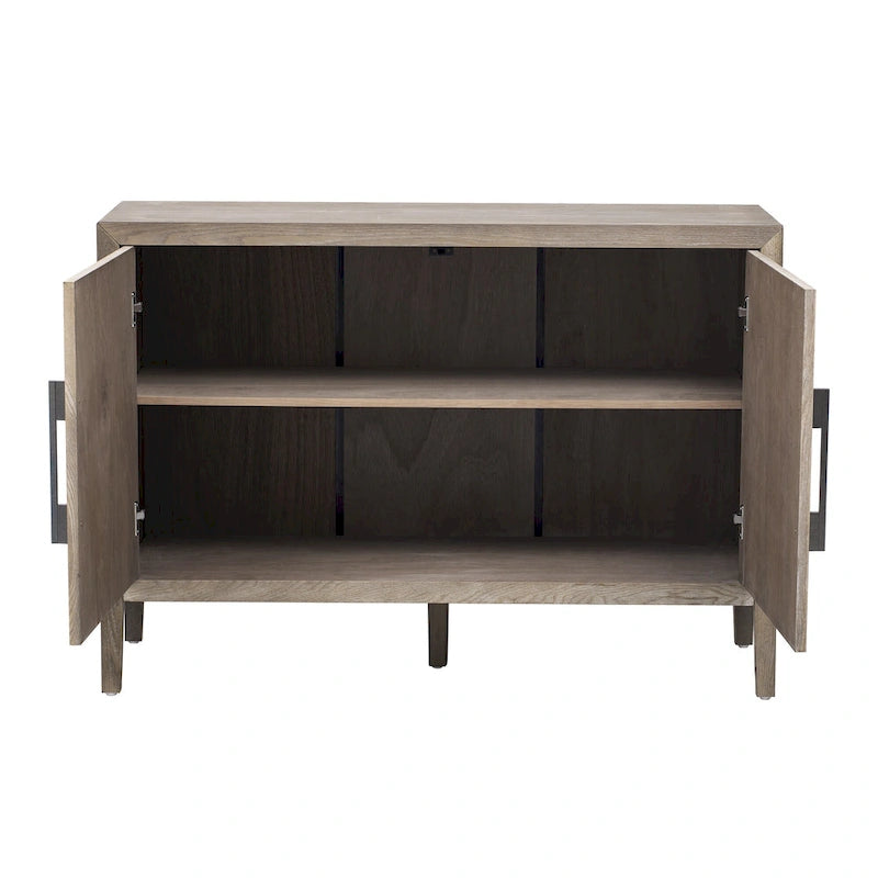 Kredens drewniany w stylu vintage 47-calowy z metalowymi uchwytami